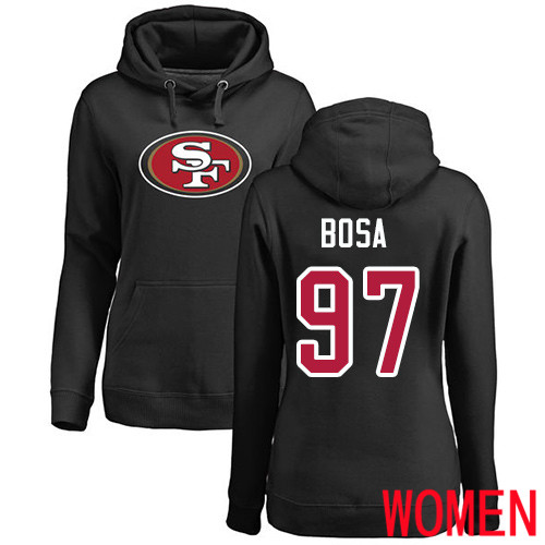 San Francisco 49ers Black Women Nick Bosa Name and Number Logo #97 Pullover NFL Hoodie Sweatshirts
